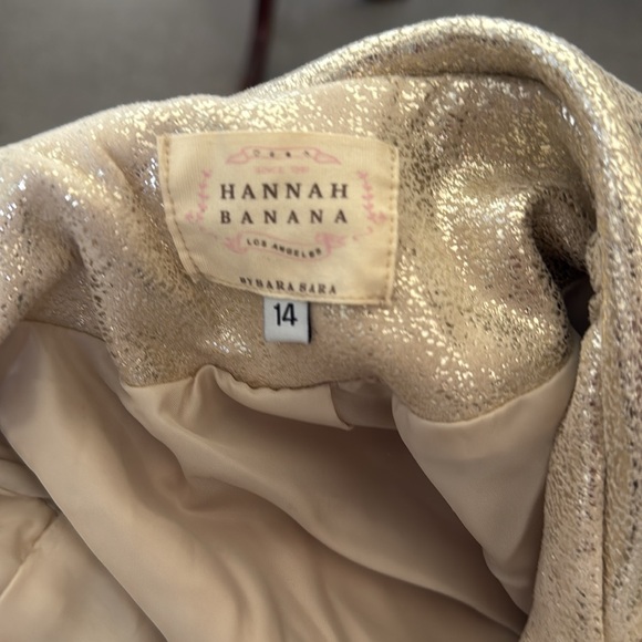 Hannah Banana gold metallic girls size 14 biker style jacket 💋 - Picture 7 of 7